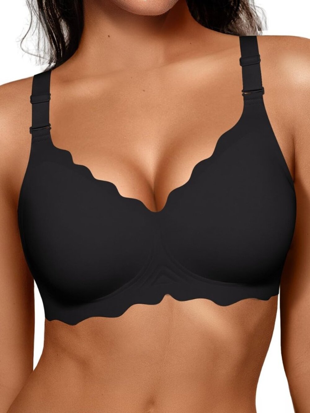 OEAK Women Jelly No Underwire Scalloped Push Up Bras